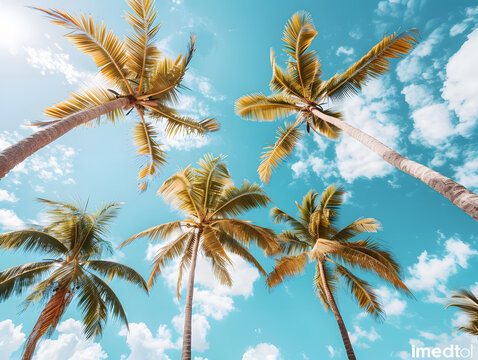 Azure Skies & Sandy Beaches: Explore Paradise with Palm Tree Photos