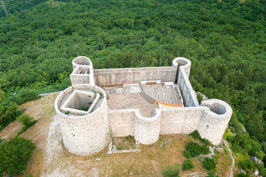 Aerial view of Drivenik castle, Croatia