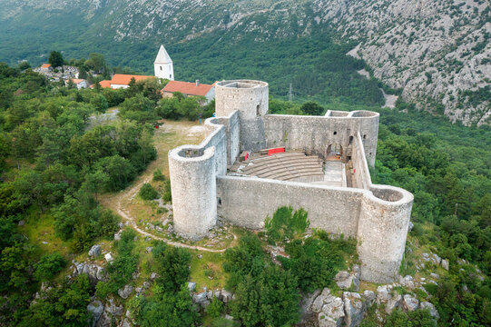 Aerial view of Drivenik castle, Croatia