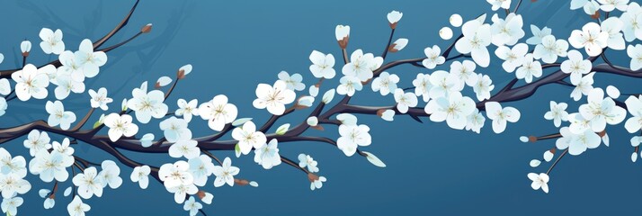 Beautiful floral spring abstract background of nature. Branches of blossoming apricot macro with soft focus on gentle light blue sky background. For easter and spring greeting cards with copy space