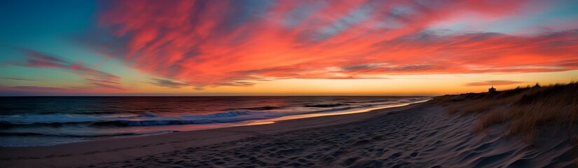 Naklejka na ściany i meble Dreamy Sunset Scene at Dune Beach | Captured with Canon RF 50mm f/1.2L USM