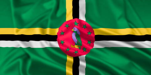 The Flag of Dominica Rippled