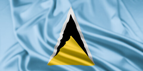The Flag of St Lucia Rippled