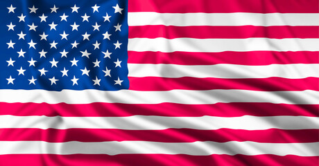 Naklejka premium The Flag of The United States Rippled