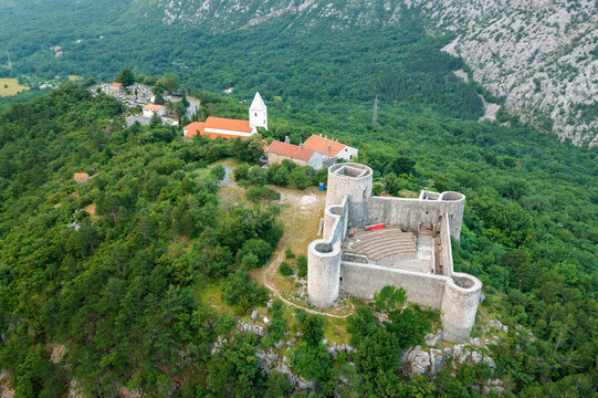 Aerial view of Drivenik castle, Croatia
