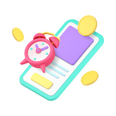 Online banking payment smartphone application reminder 3d icon realistic vector illustration