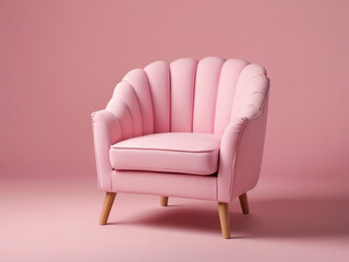 Pink armchair isolated on pink background