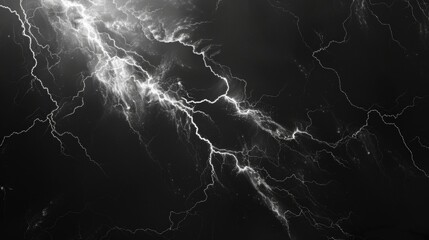 pure white lightening on a plain black background, sharp and thin - obrazy, fototapety, plakaty