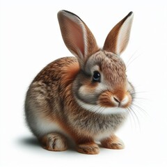 brown  rabbit on white background