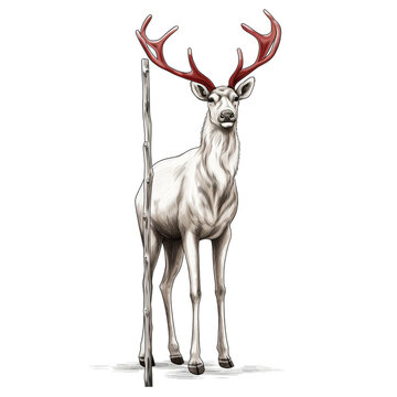 recommend clip art: Coolest Reindeer at the Pole Christmas illustration with outline with white Background no Shadow сreated with Generative Ai