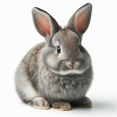 grey  rabbit on white background