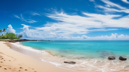 Tropical Beach Panorama: Vast Seascape Horizon Meeting Skyline, Canon RF 50mm f/1.2L USM Capture