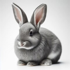 Fototapeta na wymiar grey rabbit on white background
