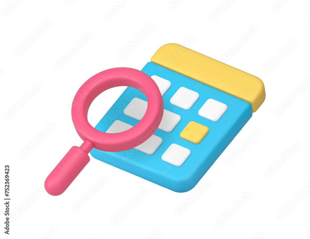 Poster planning calendar mark searching date and time for reminder day 3d icon realistic vector