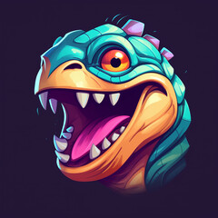 humorous visage for a gaming logo with an laughing dino animal protagonist is an absolute joy сreated with Generative Ai