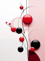 a black and red balls on a white background