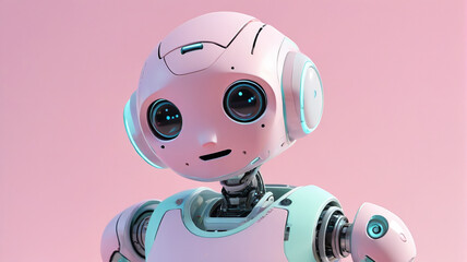 Friendly companion robot on a pastel background, generative AI

