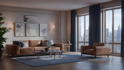 Naklejka na ściany i meble Cozy minimalistic living room interior