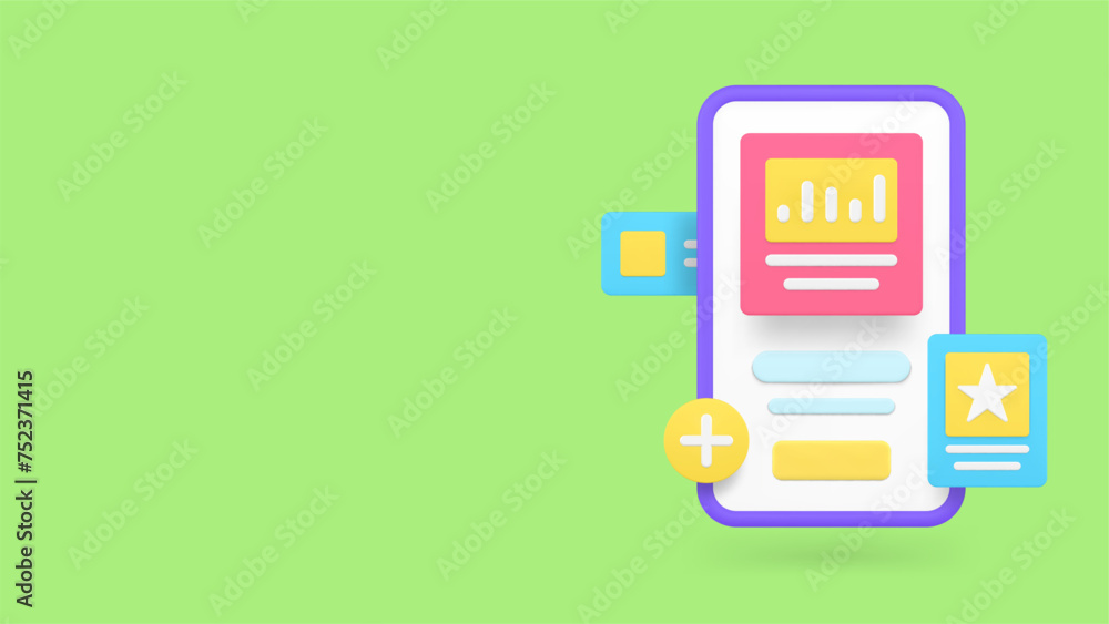 Aufkleber business analyzing result monitoring smartphone application banner copy space 3d icon vector
