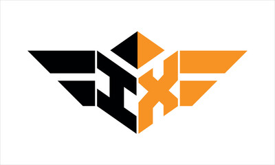 IX initial letter falcon icon gaming logo design vector template. batman logo, sports logo, monogram, polygon, war game, symbol, playing logo, abstract, fighting, typography, icon, minimal, wings logo