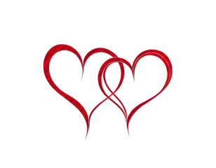 Continuous line drawing of two hearts on transparent background. Banner for valentine's day. Abstract hearts. PNG image ai generated
