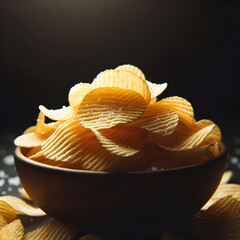 bowl of chips lit from above for an advertisement