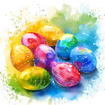 Colorful easter eggs backround, like watercolor.