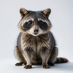 portrait of a raccoon on white