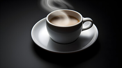 A Steamy Cup of Freshly Brewed Coffee Set on a Warm Wooden Table: A Perfect Companion for Every Morning