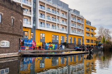 View of the Regent’s canal in Camden town in London, England