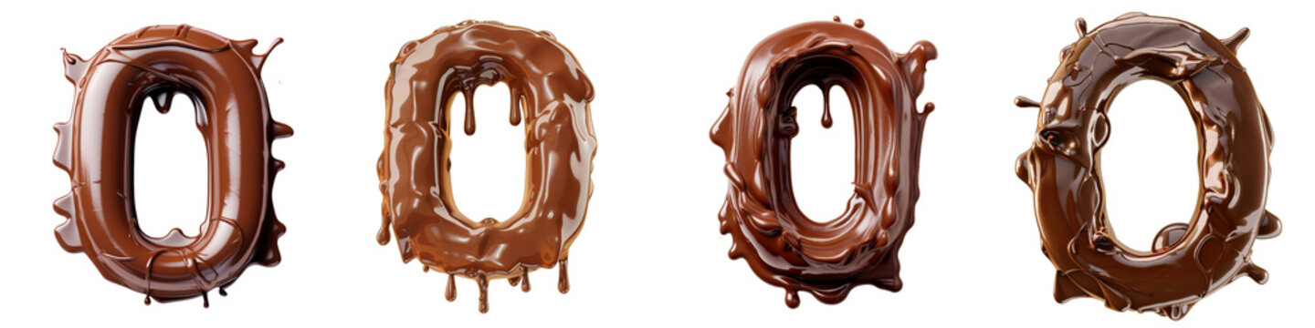 Chocolate alphabet, logotype, letter O isolated on a transparent background