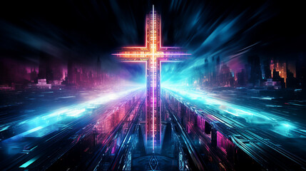 Cyber-neon Holy Cross