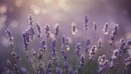 Subtle mauve bokeh on a softened lavender background - an understated abstract banner. - obrazy, fototapety, plakaty