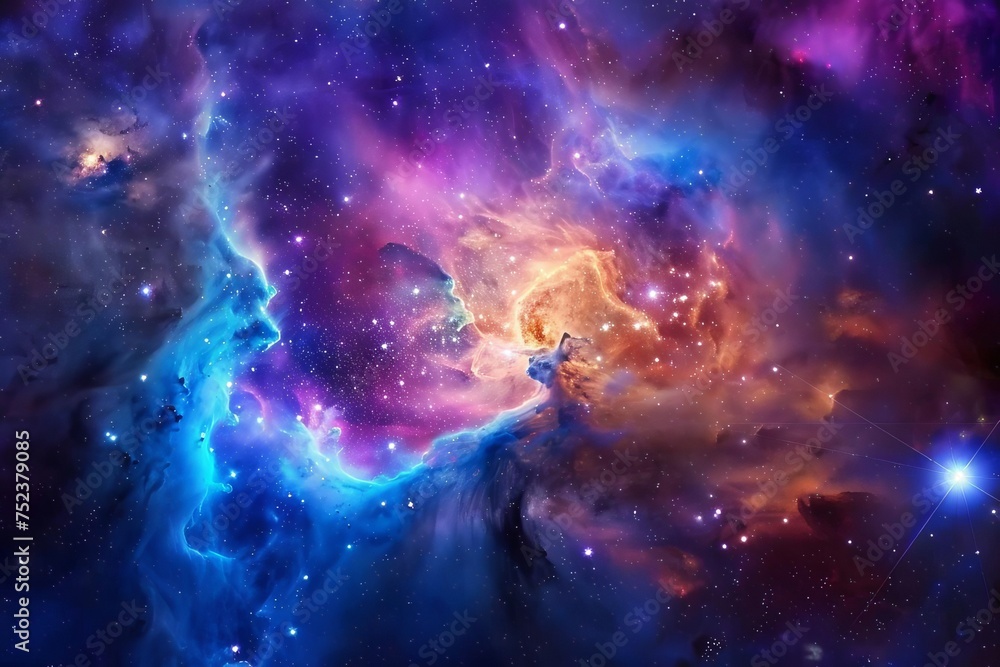 Poster vibrant nebula in outer space featuring a dazzling array of colors and light. milky way galaxy panor