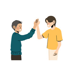 Two People High Five Illustration