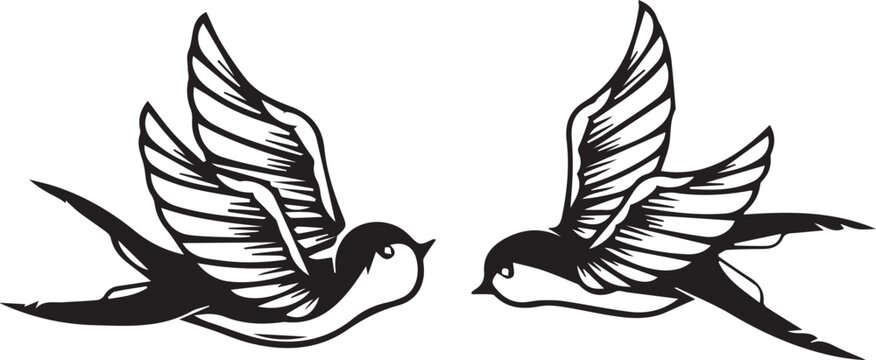 hand draw bird tattoo vector design
