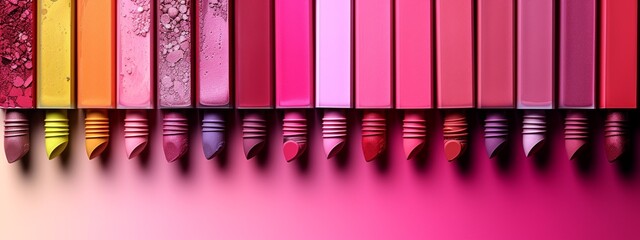 Fototapeta premium Row of Different Colored Pencils