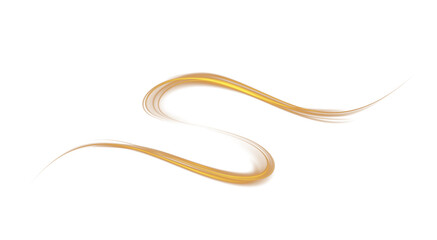 Golden glowing shiny lines effect. Luminous golden lines of speed. Light glowing effect. Light trail wave, fire path trace line and incandescence curve twirl. PNG.