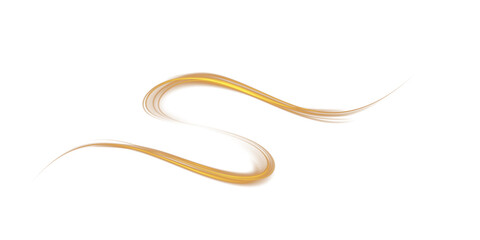 Golden glowing shiny lines effect. Luminous golden lines of speed. Light glowing effect. Light trail wave, fire path trace line and incandescence curve twirl. PNG.