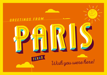Greetings from Paris, Texas, USA - Wish you were here! - Touristic Postcard.