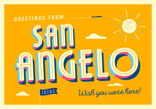 Greetings from San Angelo, Texas, USA - Wish you were here! - Touristic Postcard.