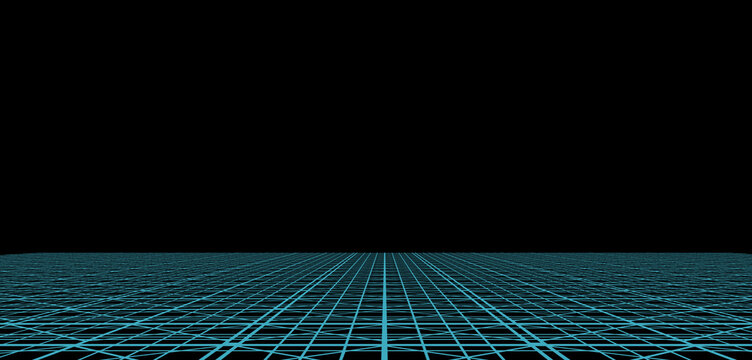 Cyberspace - Perspektivische Linien mit dunklem Hintergrund - Technologie - Moderne Sektoren und Vernetzung - Grid