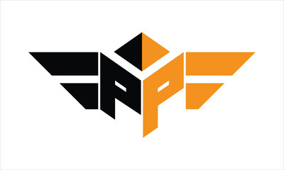 PP initial letter falcon icon gaming logo design vector template. batman logo, sports logo, monogram, polygon, war game, symbol, playing logo, abstract, fighting, typography, icon, minimal, wings logo