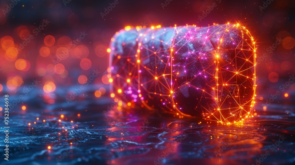Leinwandbilder Modern graphic concept with a low poly style design. Abstract geometric background with wireframe light connections. Isolated  illustration. Abstract battery icon.