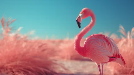 Fotobehang Pink Flamingo in Pink Nature © Shevchenko