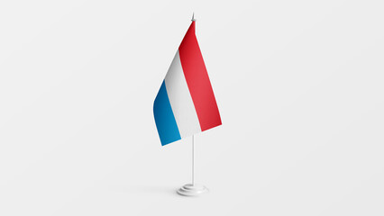 Luxembourg national flag on stick isolated on white background. Realistic flag illustration