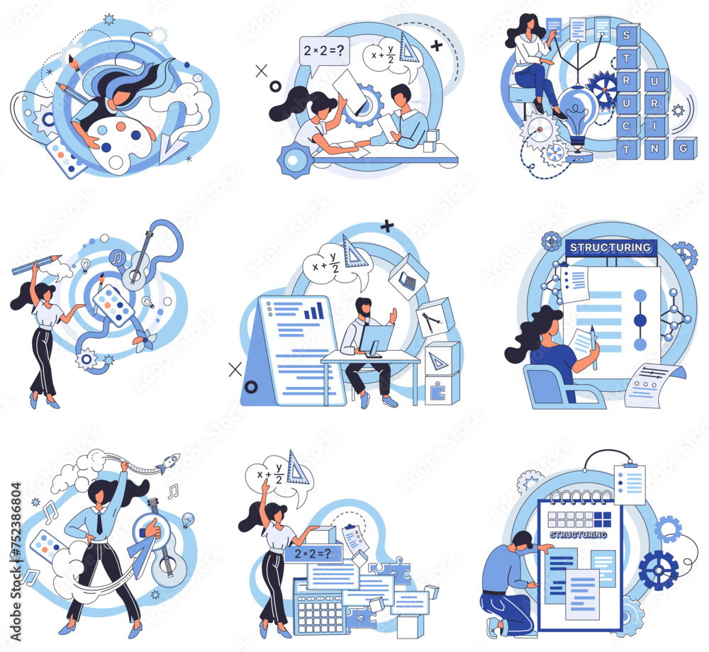 Poster project management vector illustration. strategic development and analysis are fundamental to succes