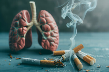 World No Tobacco Day Concept, anti smoking, and no smoking, lungs health care,generative ai - obrazy, fototapety, plakaty