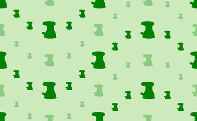 Seamless pattern of large and small green sanding machine symbols. The elements are arranged in a wavy. Vector illustration on light green background
