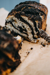 Homemade Poppy Seed Roll Bread on home kitchen
